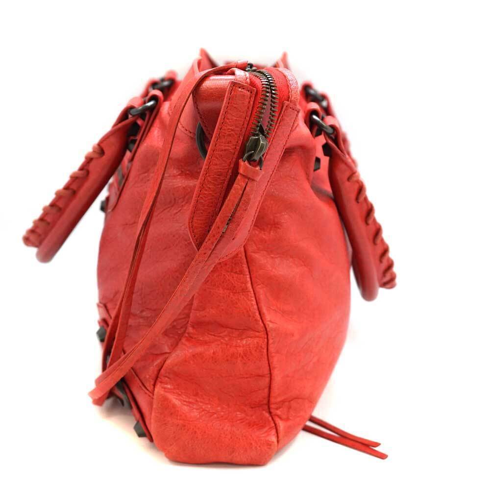 BALENCIAGA The Town Bag Handbag Shoulder Leather Red - Picture 2 of 9